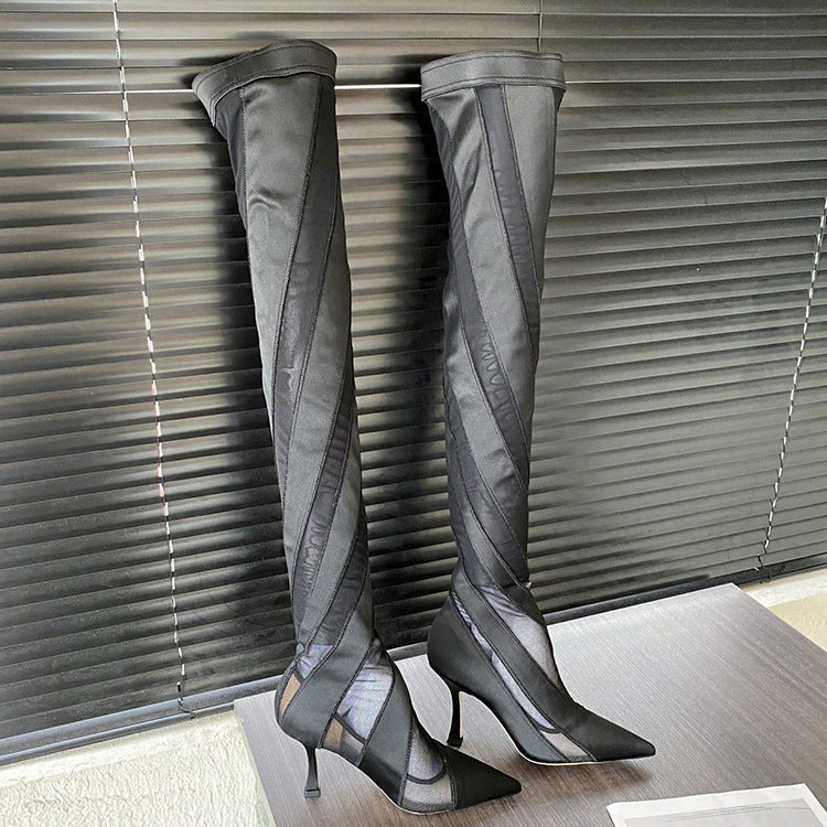 Women's black mesh over boots
