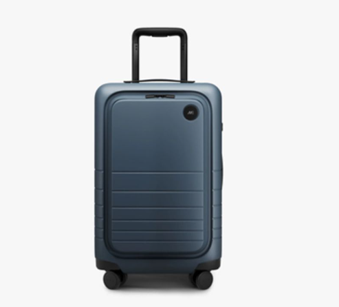 Unisex deep blue front open suitcase