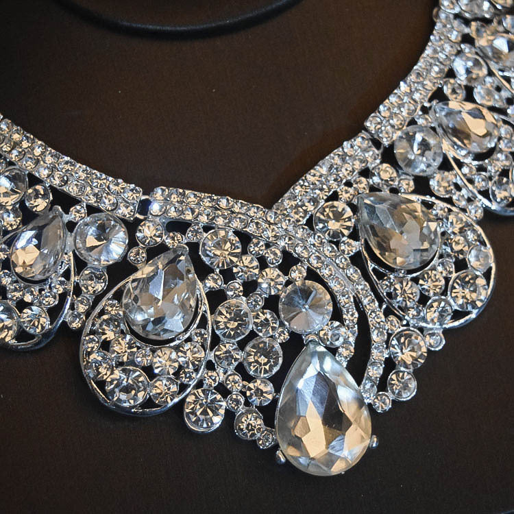Women's bridal crown necklace earrings