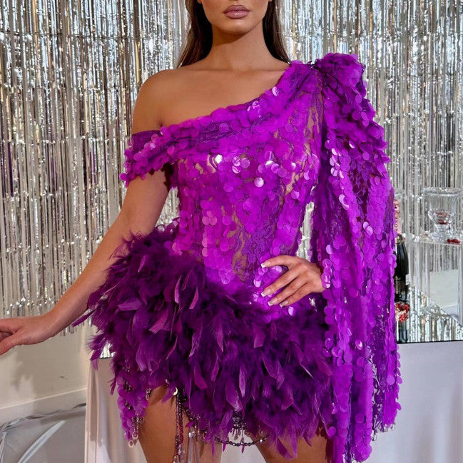 Women's purple short dress