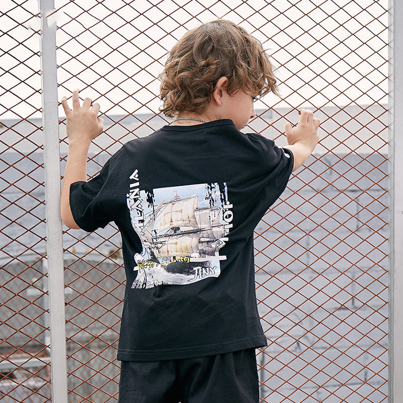 Boys black printed t-shirt