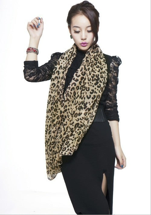 Women's shallow caffeine chiffon scarf