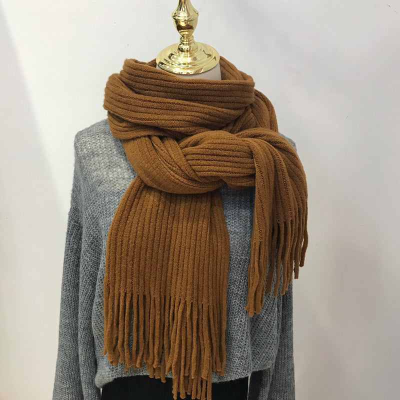 Women's caramel thick winter scarf