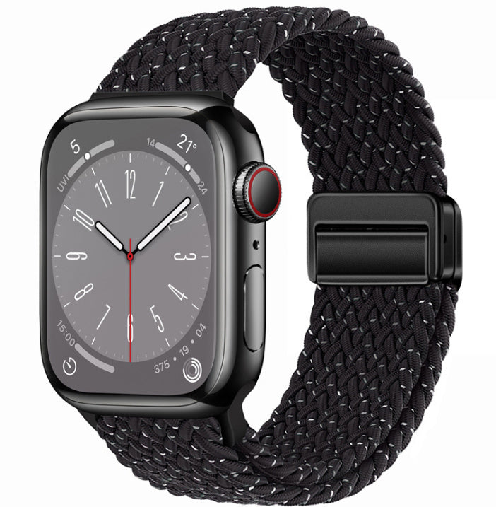 Unisex starry black button woven loop watch band