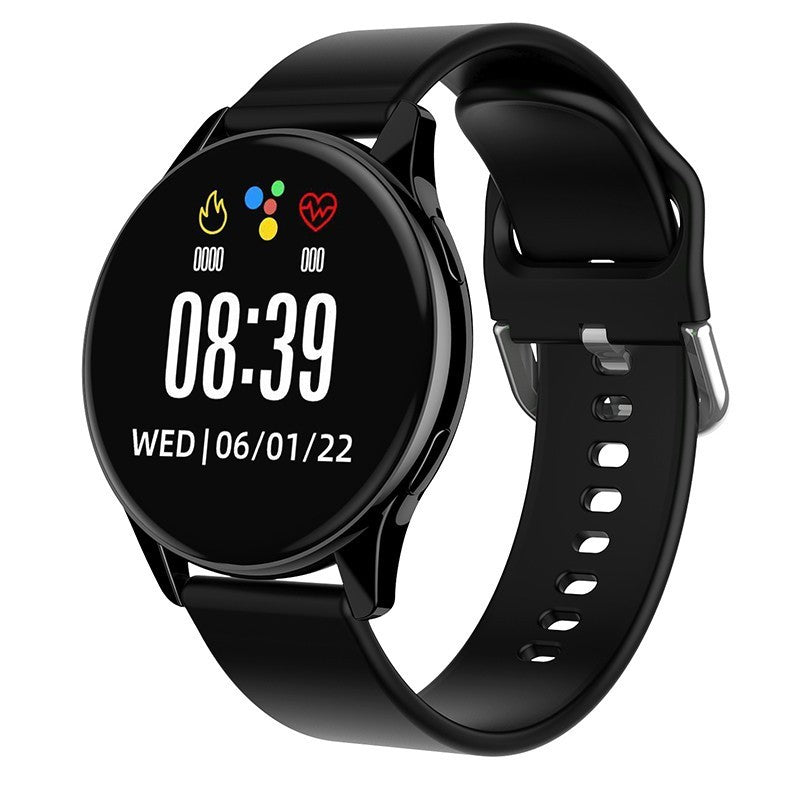 Unisex tape black round smart watch
