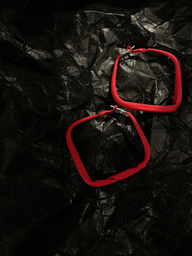 Alternate view: Women's red square earrings