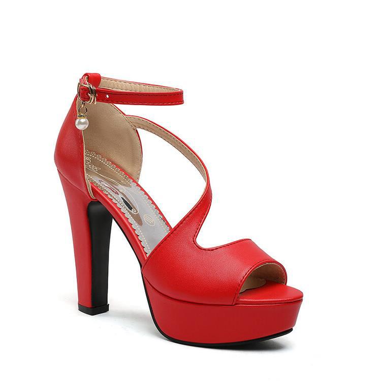 Women's red roman thick sandals