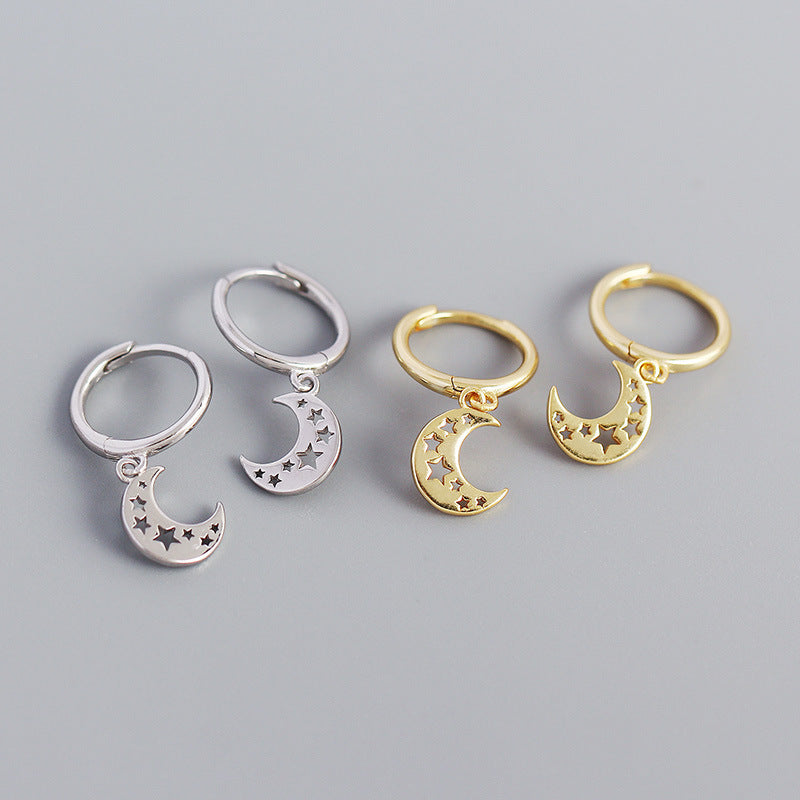 Alternate view: Women's moon & star earrings