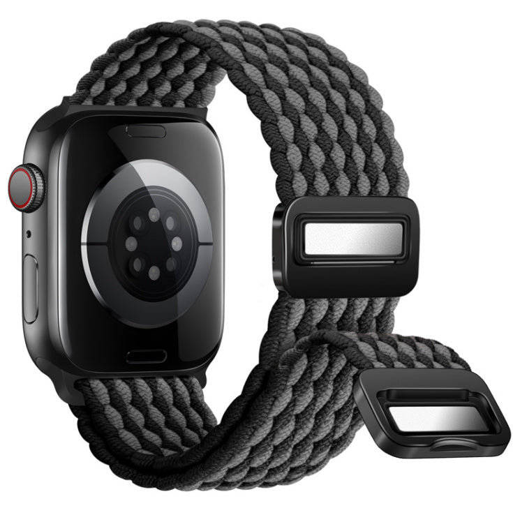 Unisex wave pattern black gray black integrated watch band