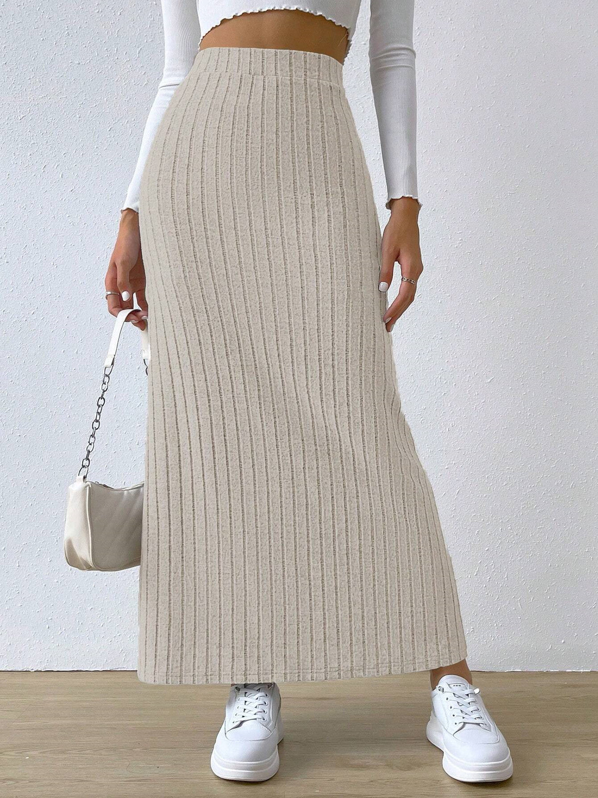 Women's apricot high waist dress