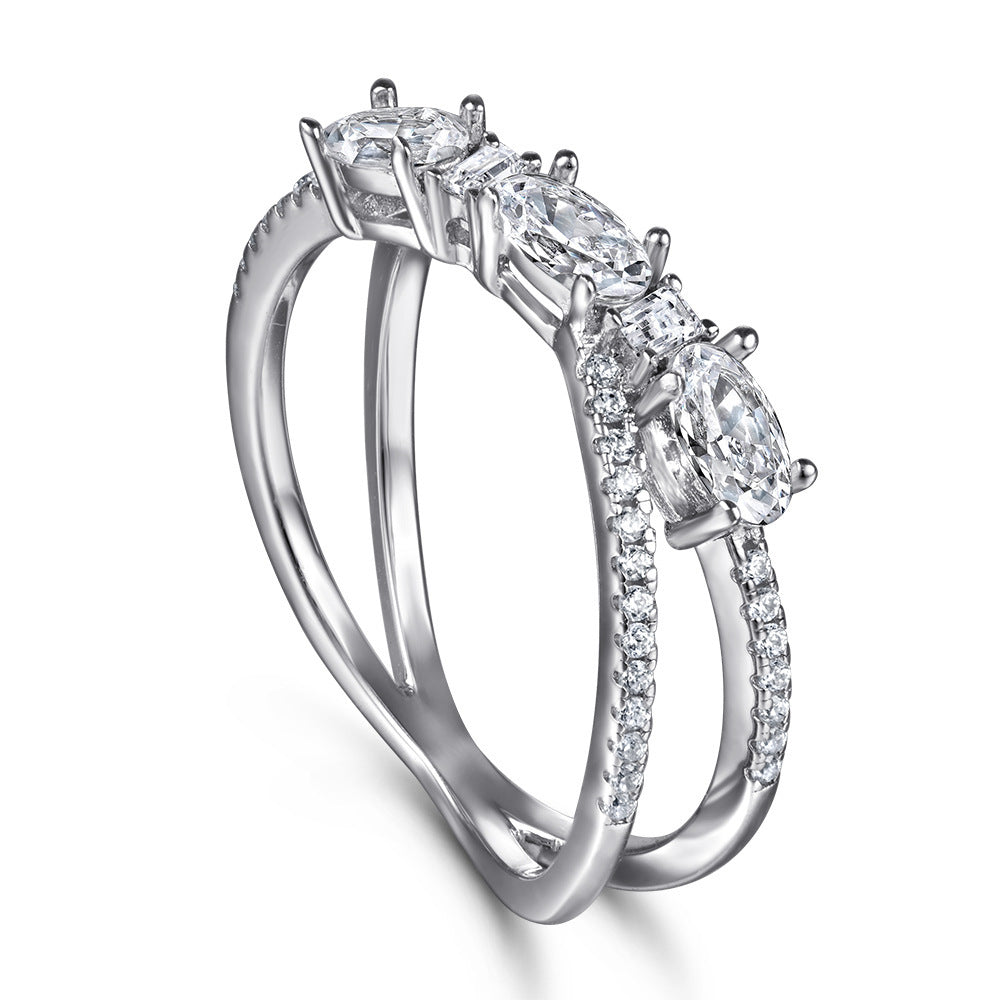 Women's 925 silver rotary cross ring