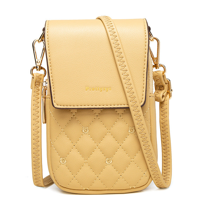 Unisex yellow plaid phone crossbody bag