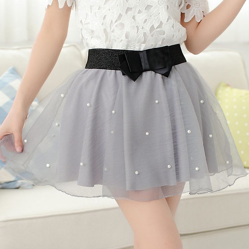 Women's pearl organza skirtgrey skirt
