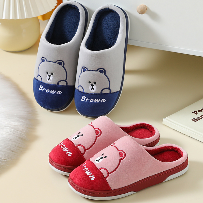 Alternate view: Women's bear plush slippers