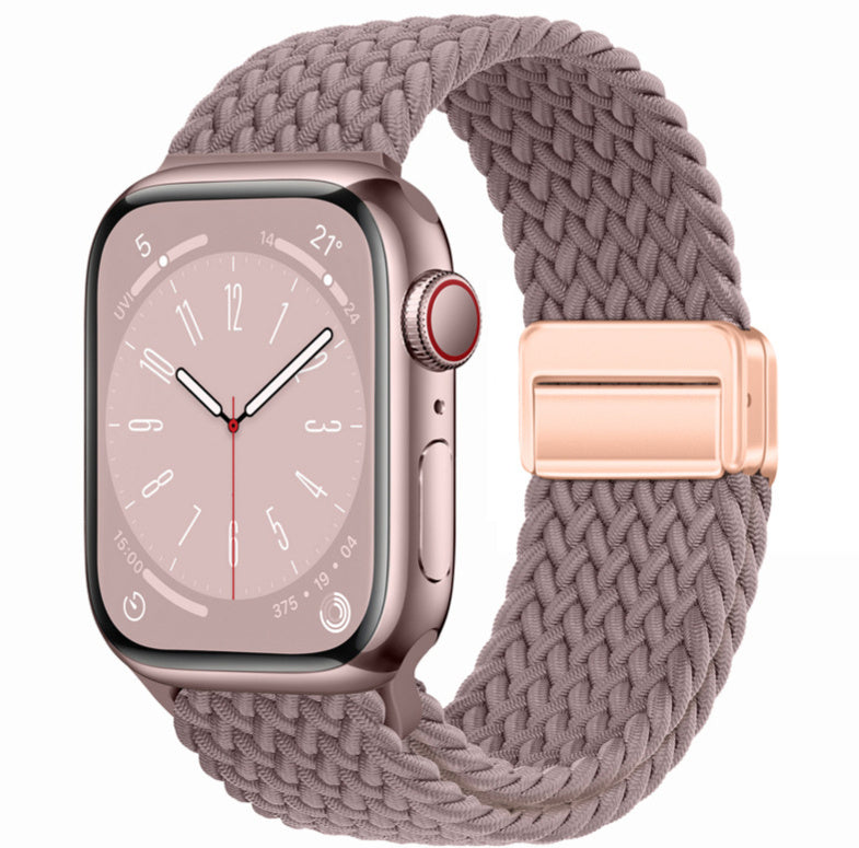 Unisex smoke purple rose gold button integrated watch band