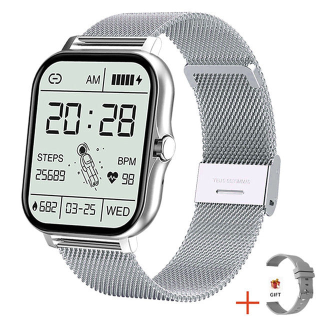 Women's silver mesh plus silicone smart watch