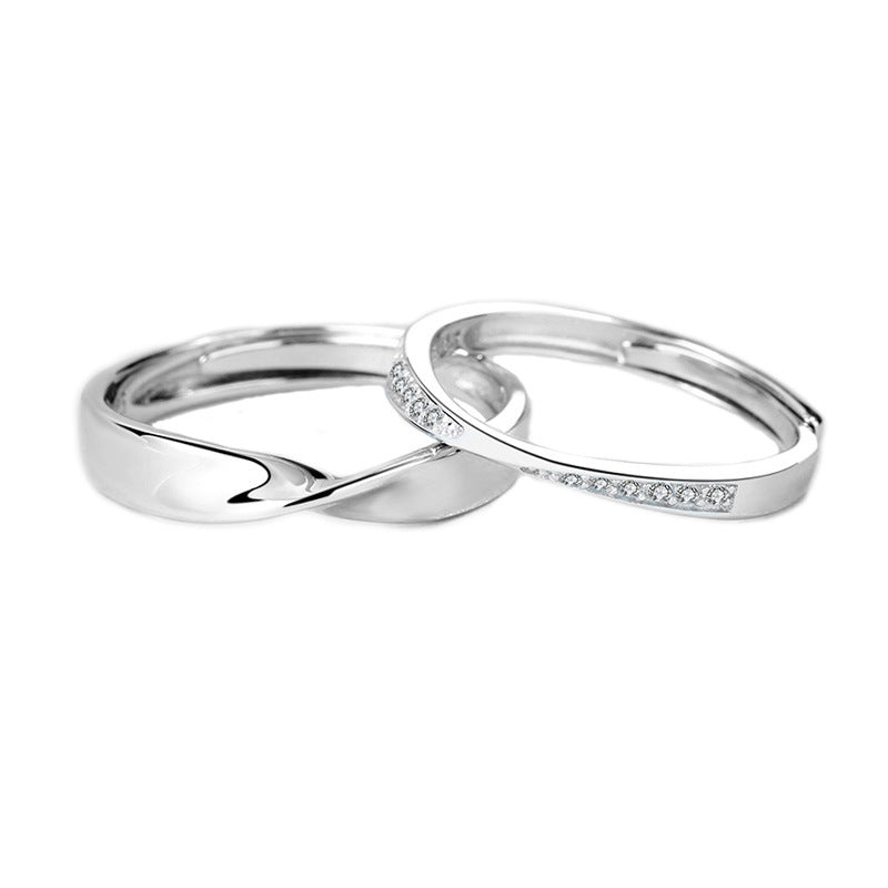 Unisex S925 silver diamond couple rings