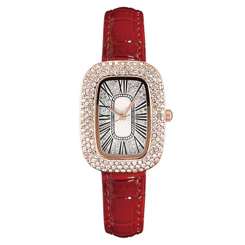 Women's red casual quartz watch