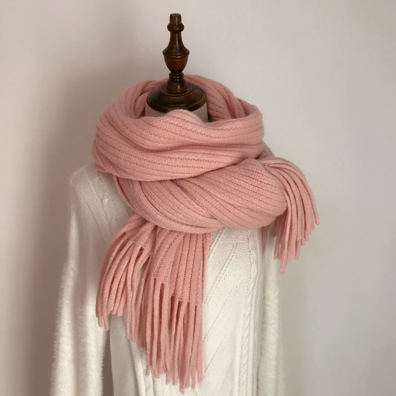 Women's pink thick winter scarf