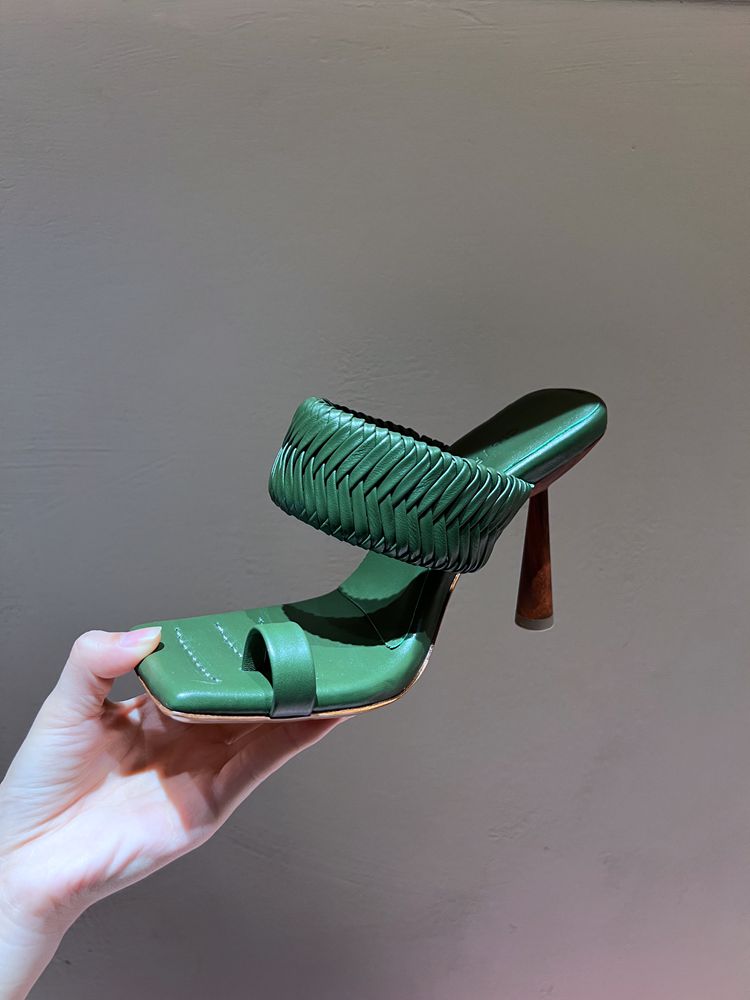 Women's army green high sandals