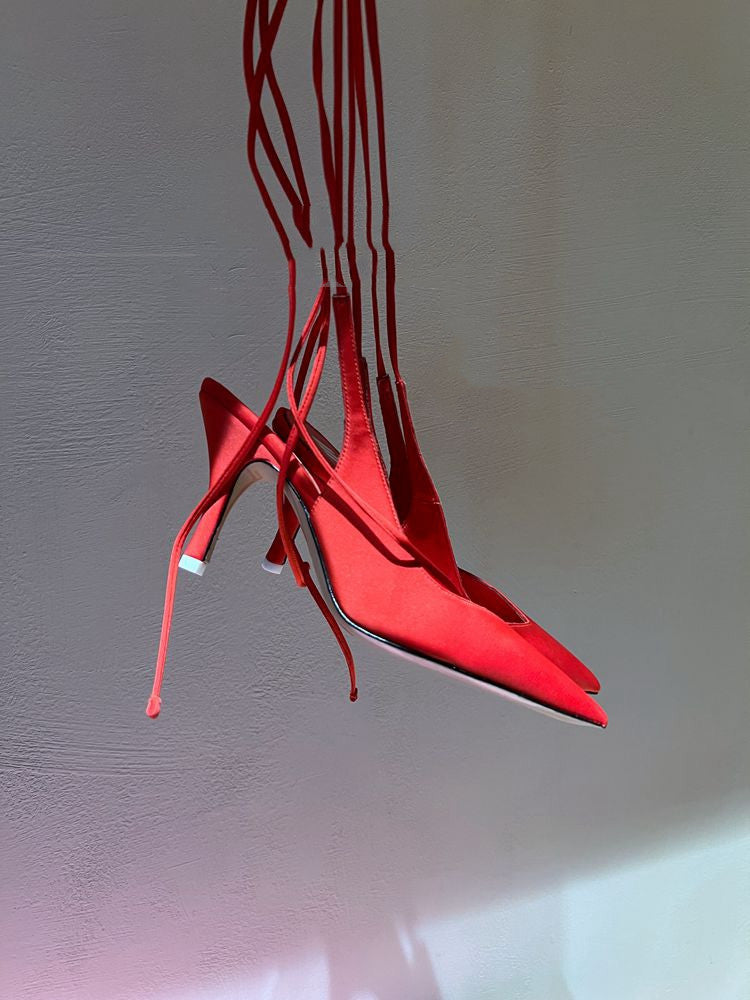 Women's red ankle strap sandals