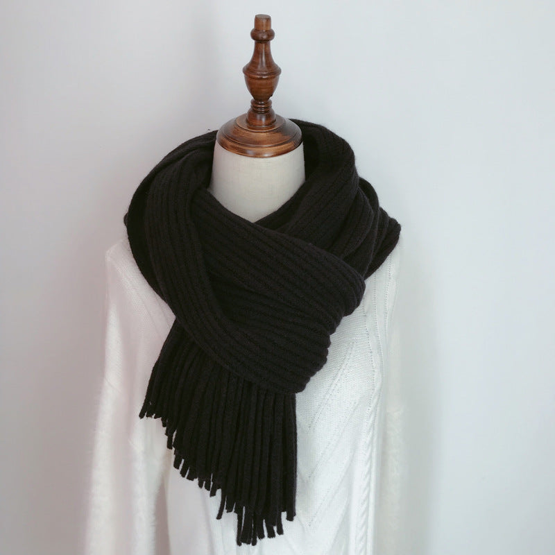 Women's black thick winter scarf
