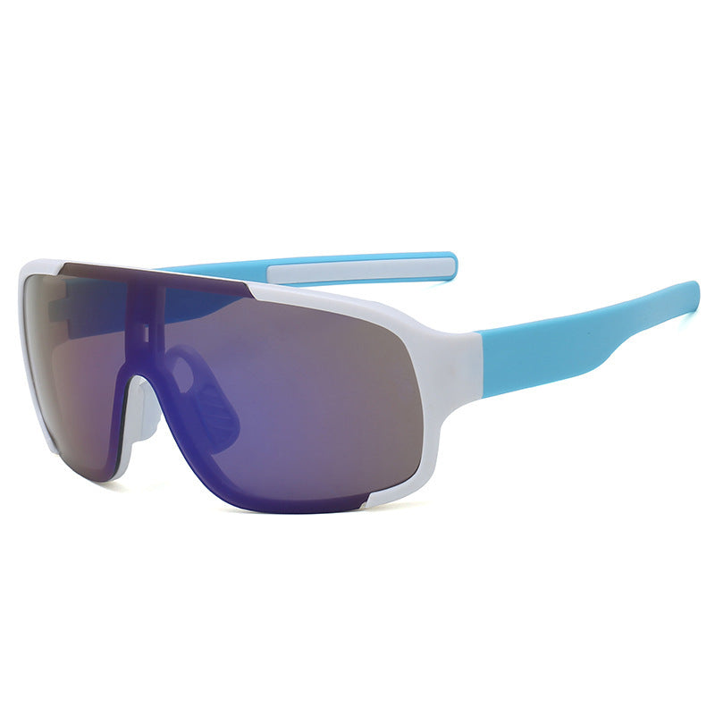 Women's blue and white frame windproof sunglasses