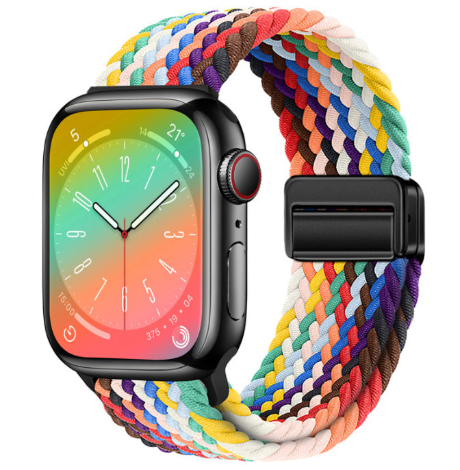 Unisex official colorful black butto woven loop watch band