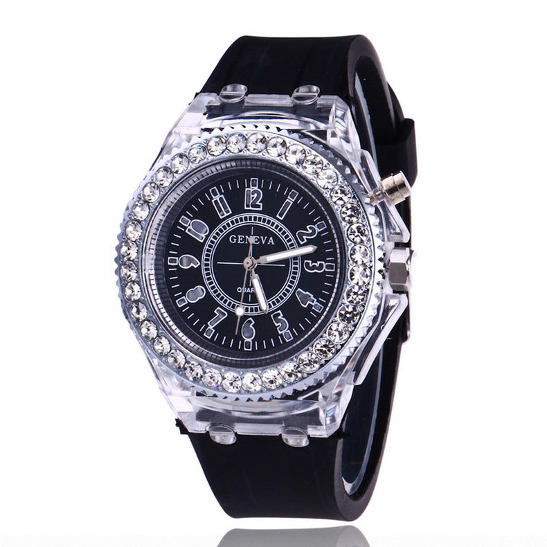 Women's black LED luminous watch
