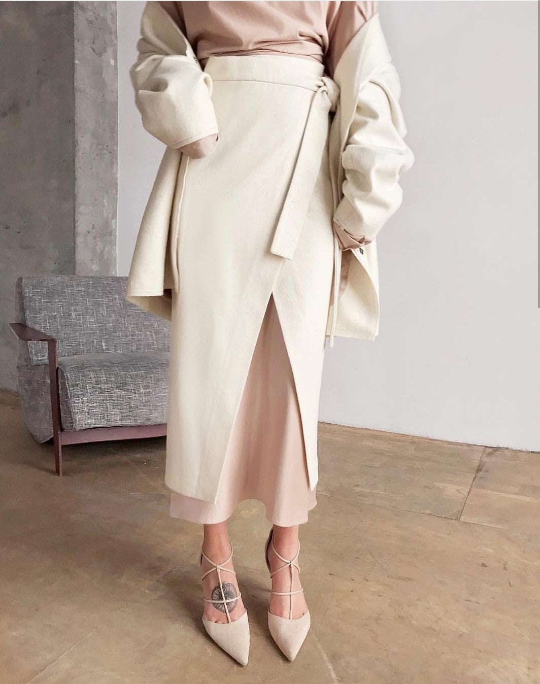 Women's white padded skirt long