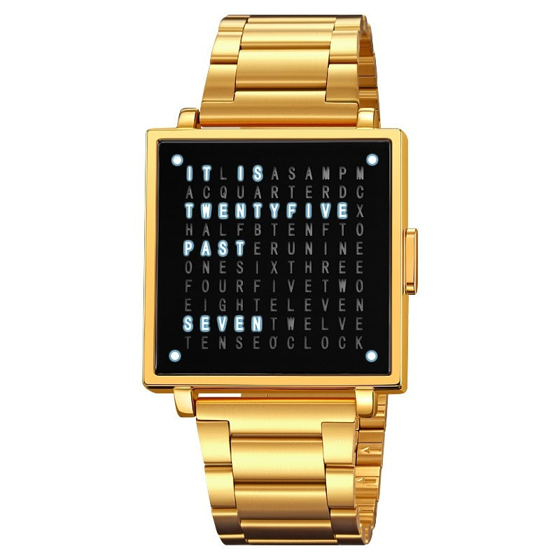 Unisex golden steel strip military sport wristwatch