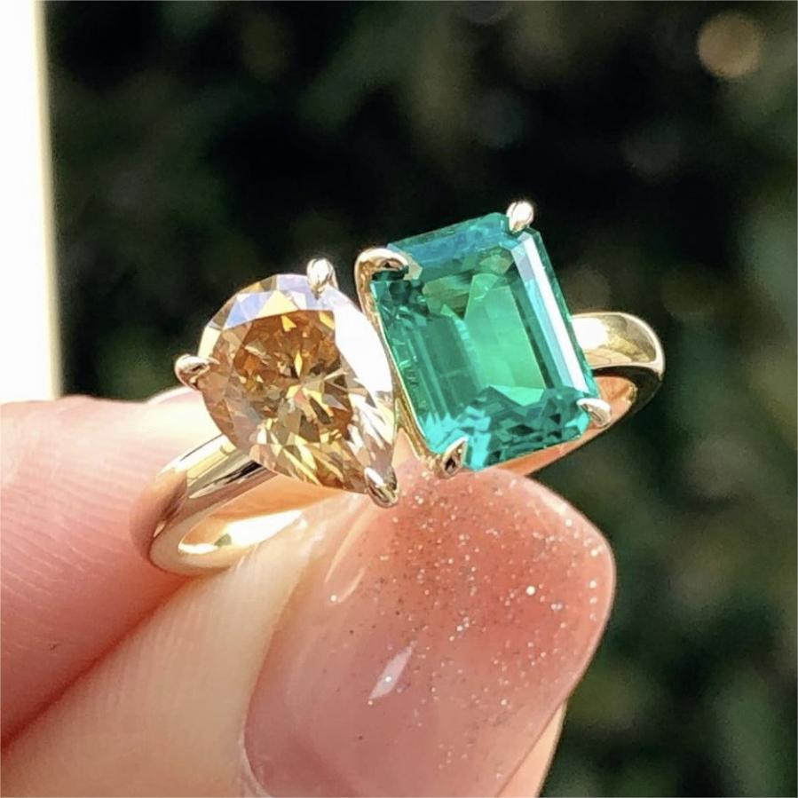Alternate view: Women's double stone zircon ring