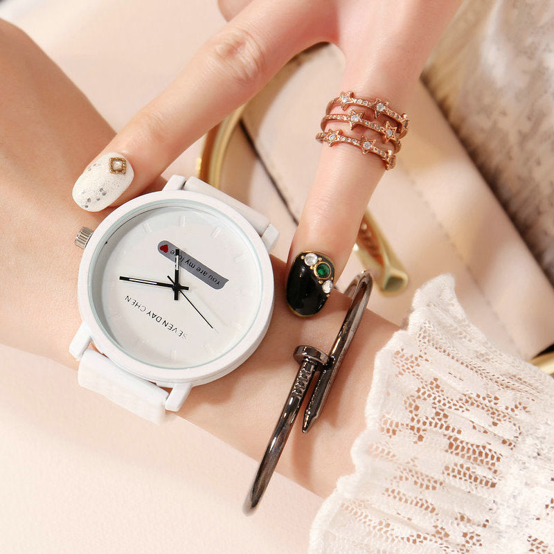 Unisex emoji style all white & watch