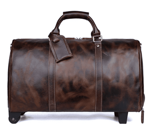 Alternate view: Unisex cowhide trolley travel bag