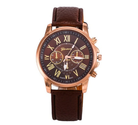 Retro colorful faux leather strap watch - view 7