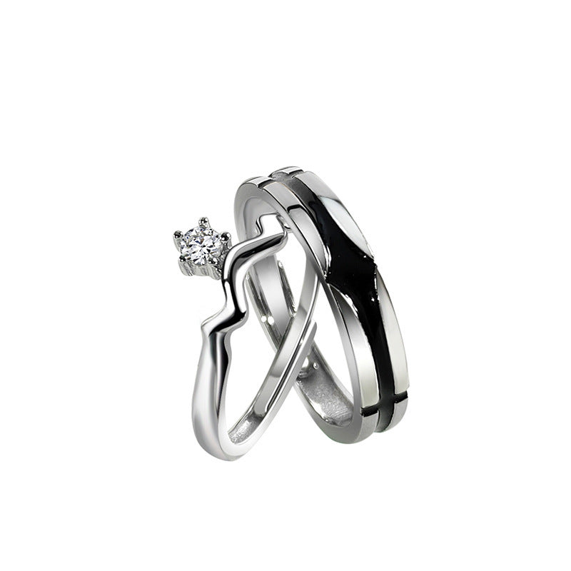 Unisex S925 sterling silver ring pair