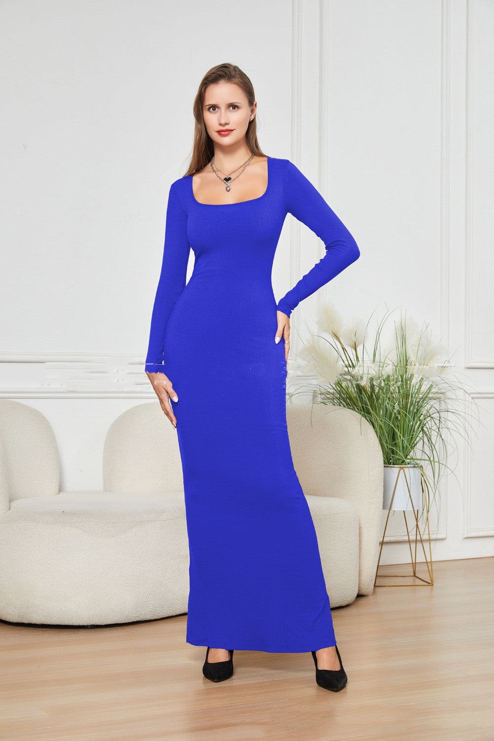 Women's blue double-layer dress