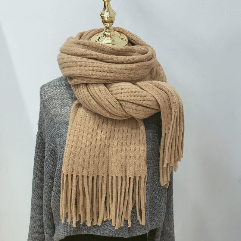 Women's khaki thick winter scarf