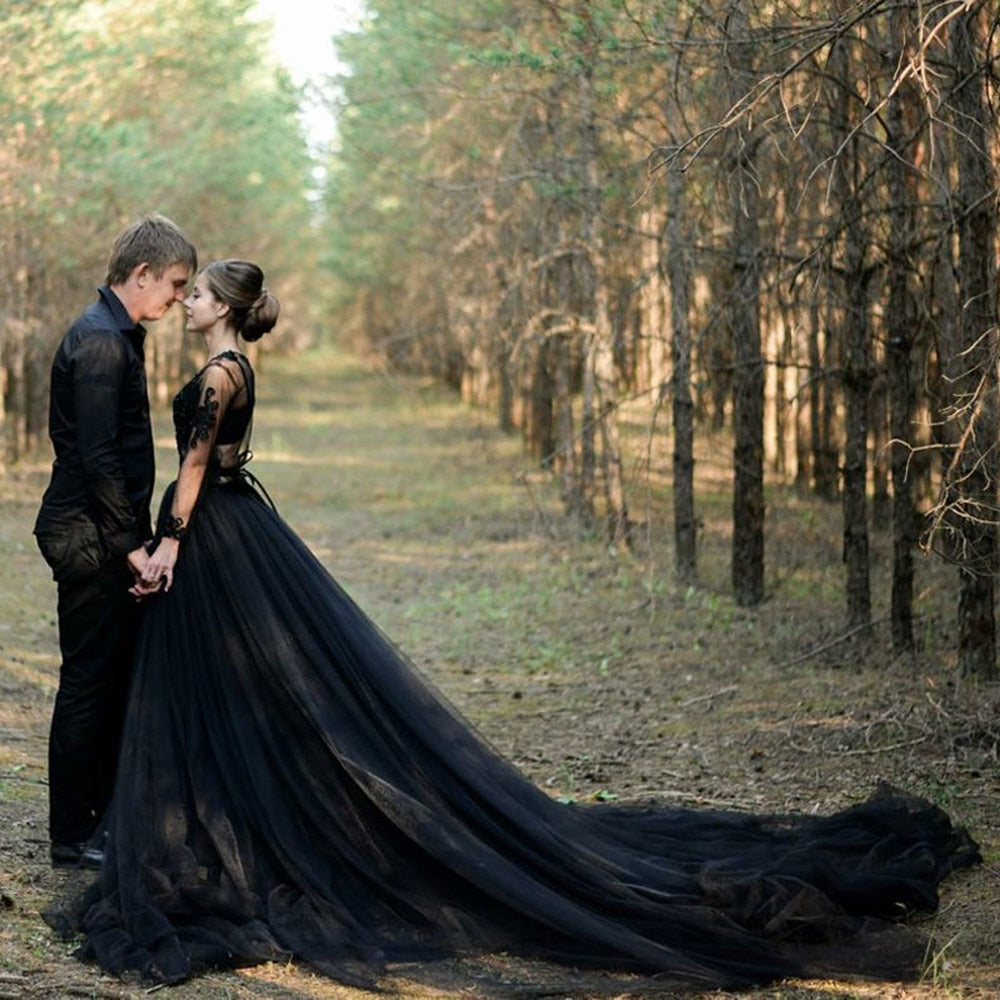 Women's black tulle wedding skirt