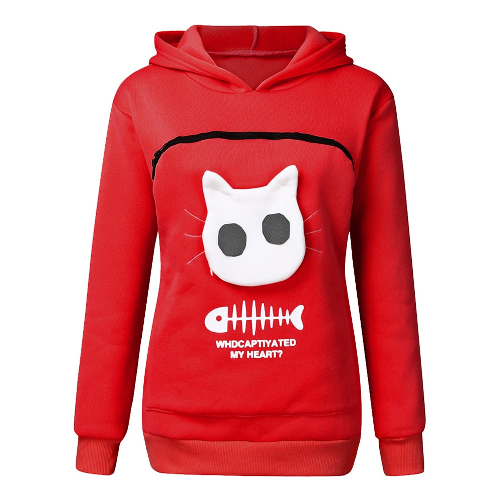 Women's red paw pocket sweatshirt
