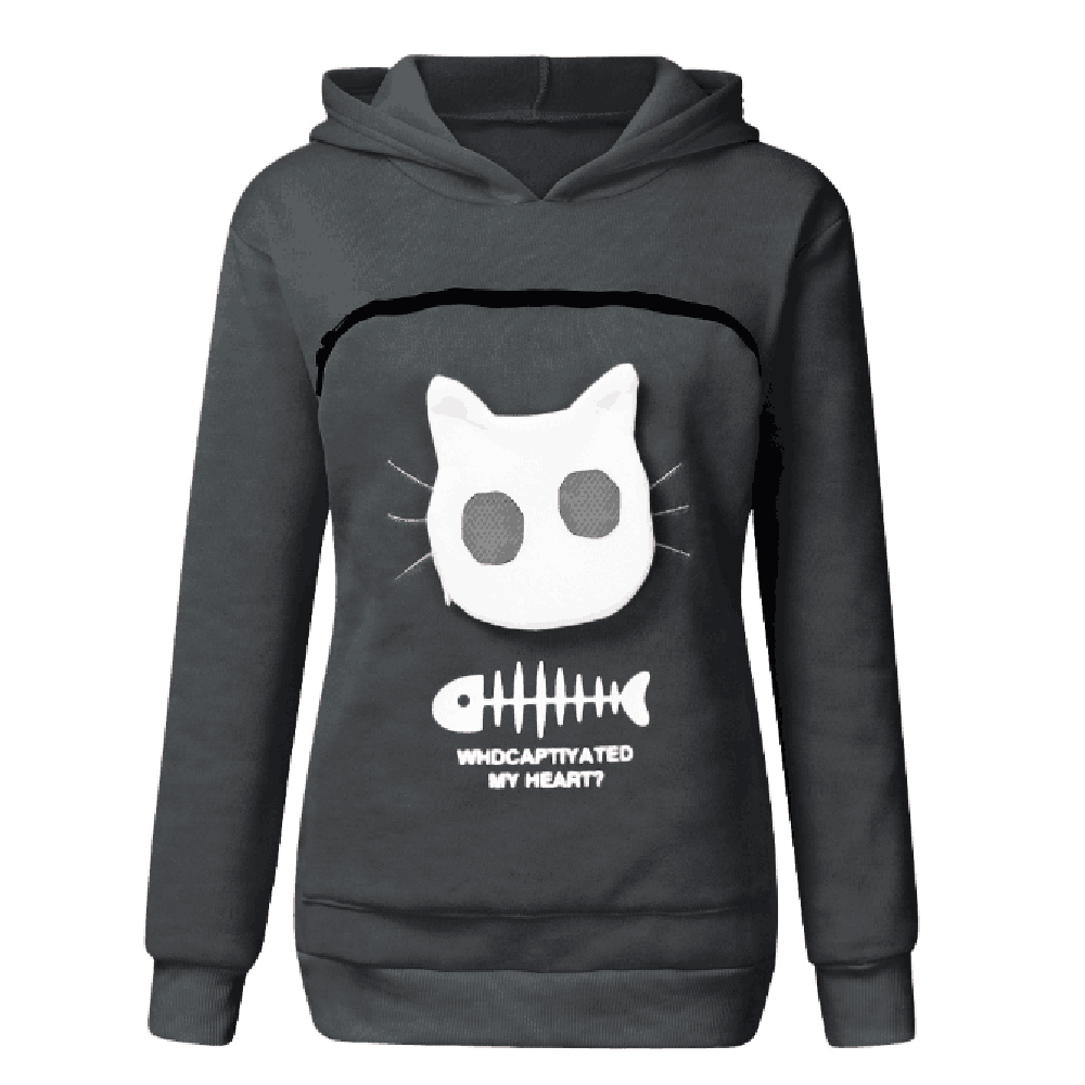 Women's gray animal ear hoodie