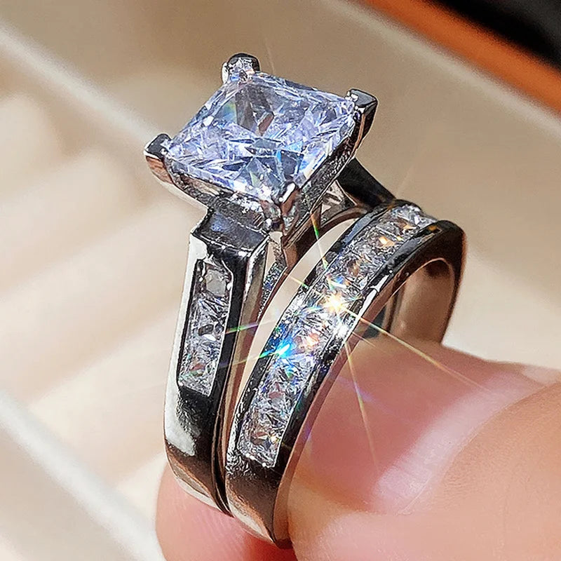 Alternate view: Women's square zirconia ring