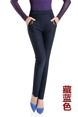 Women's navy blue summer tailored trousers