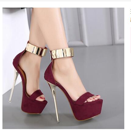 Women's red 16cm high heel party shoes