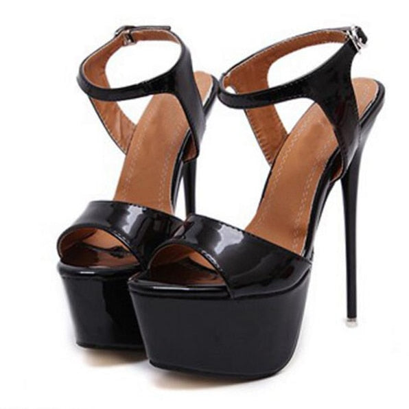 Women's black 16cm high heel party shoes