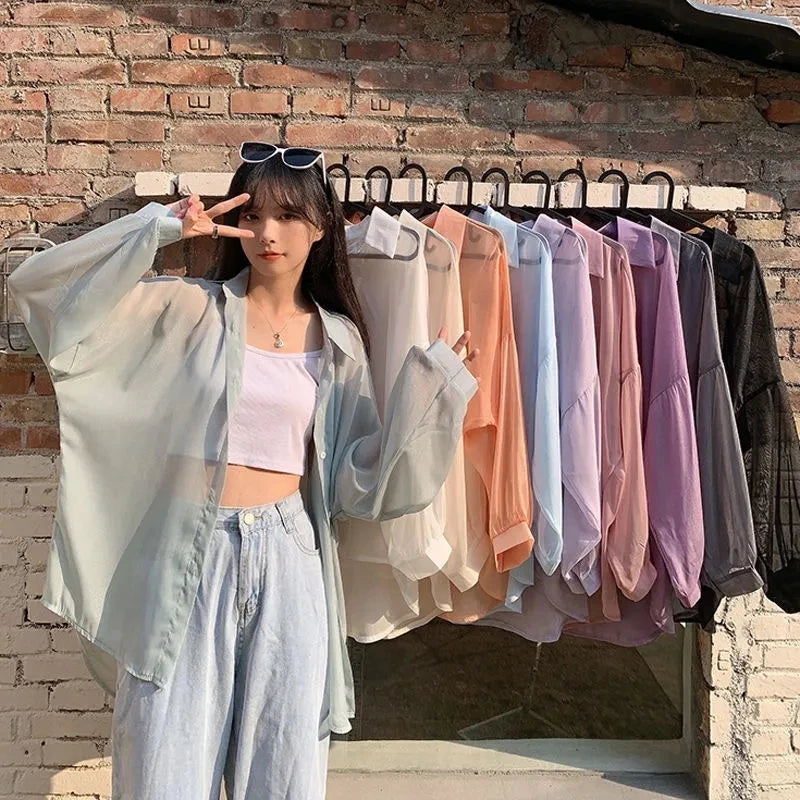 Women's chiffon blouse & cardigan