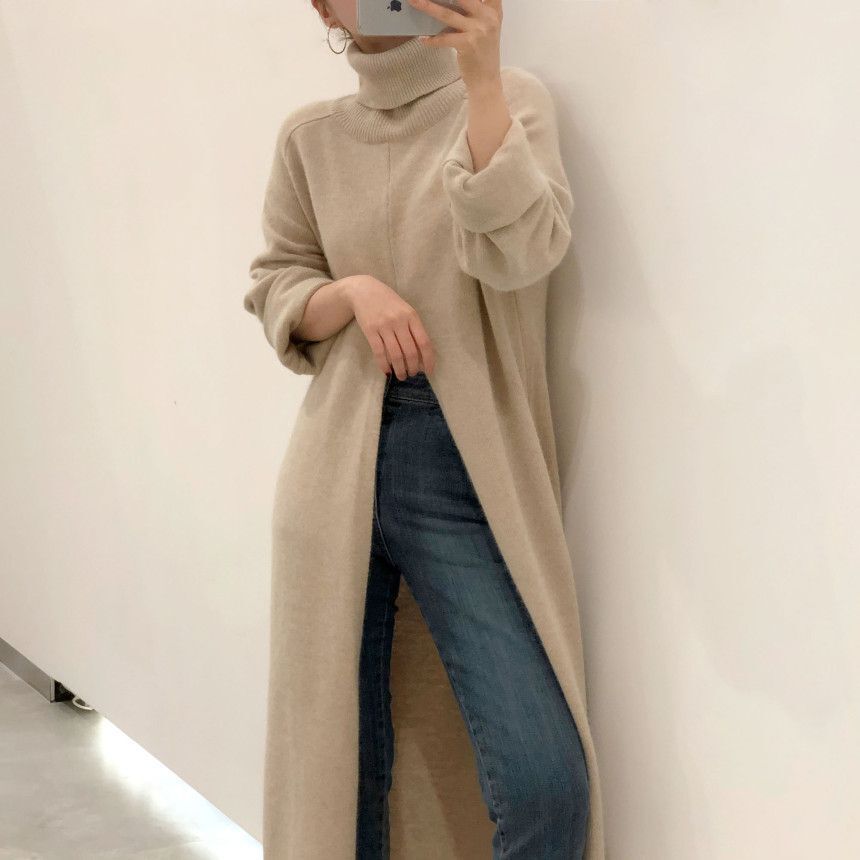 Women's beige turtleneck sweater