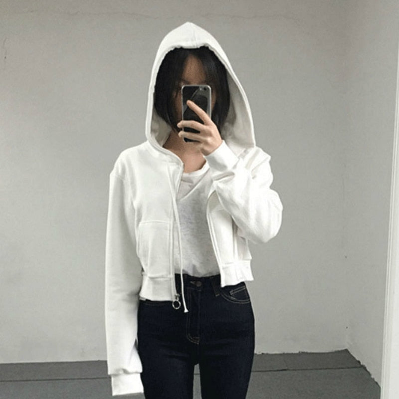 Women's white solid zipper shorts