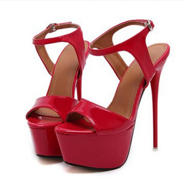 Women's red 16cm high heel party shoes