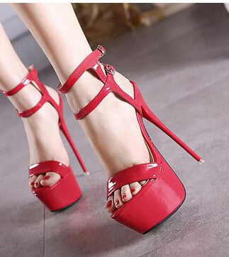 Women's red 16cm high heel party shoes